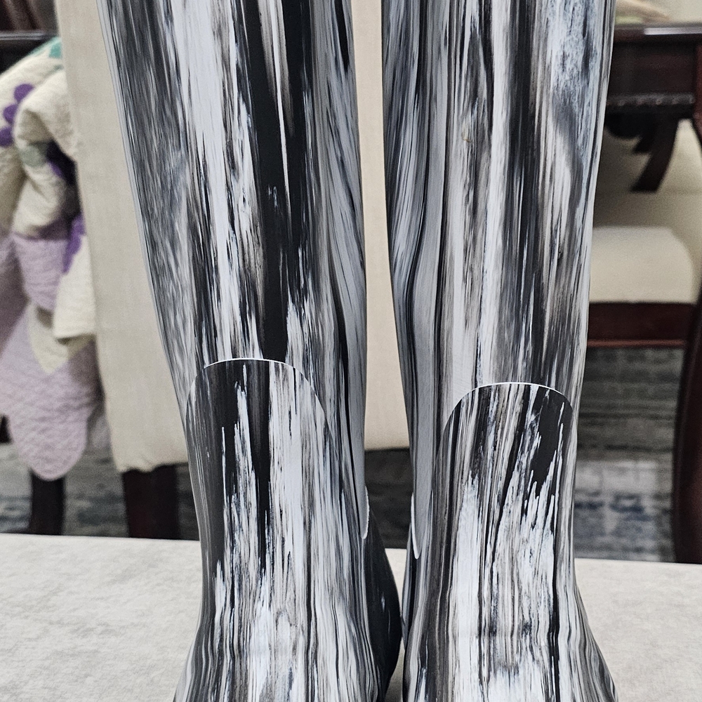 Hunter Black and White Winter Rain Boots